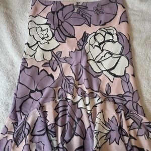 New York & Company Pink and Purple Floral Midi Skirt